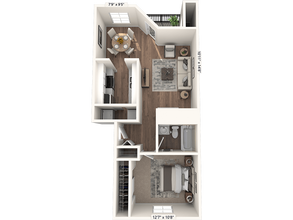 1 BED 1 BATH B EE205 floor plan